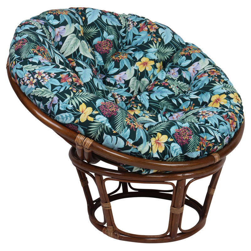 Outdoor Papasan Cushion (Cushion Only), 48" W x 48" D, Blue/Green/Carena Teal Floral