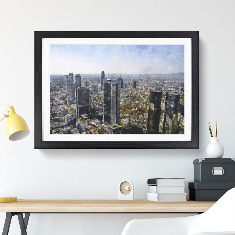Frankfurt Skyline Vol.1 - Picture Frame Painting, 48cm H x 65cm W x 2cm D, Black Framed