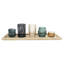5-Piece Embossed Glass and Metal Tealight Candle Holders in a Wood Tray