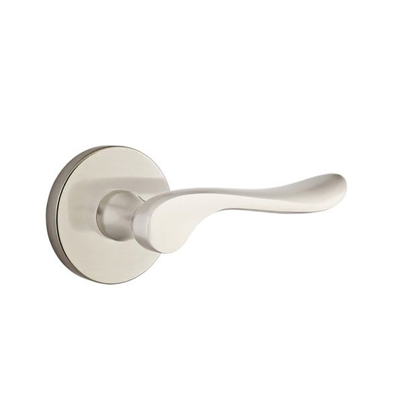 Faux levier de porte double avec rosette Lucerne, Nickel satiné, Droite
