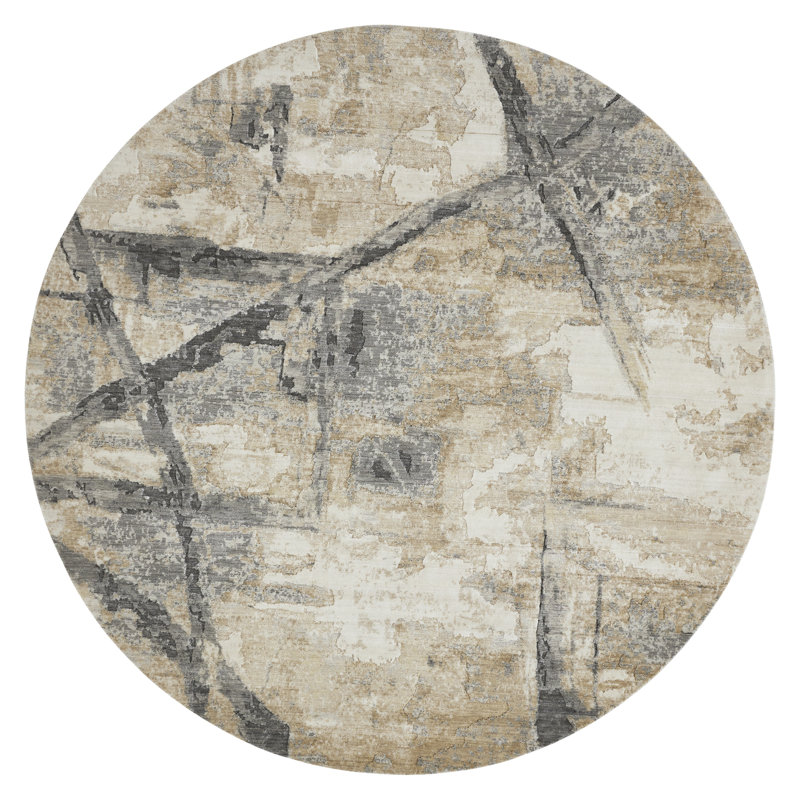 Bergamyer Wool Abstract Area Rug, Round 8'