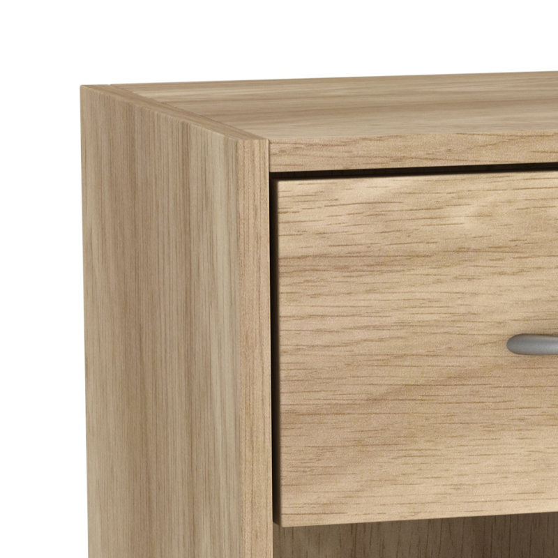 Baraa 30cm W Manufactured Wood Bedside Table, Oak, Individual