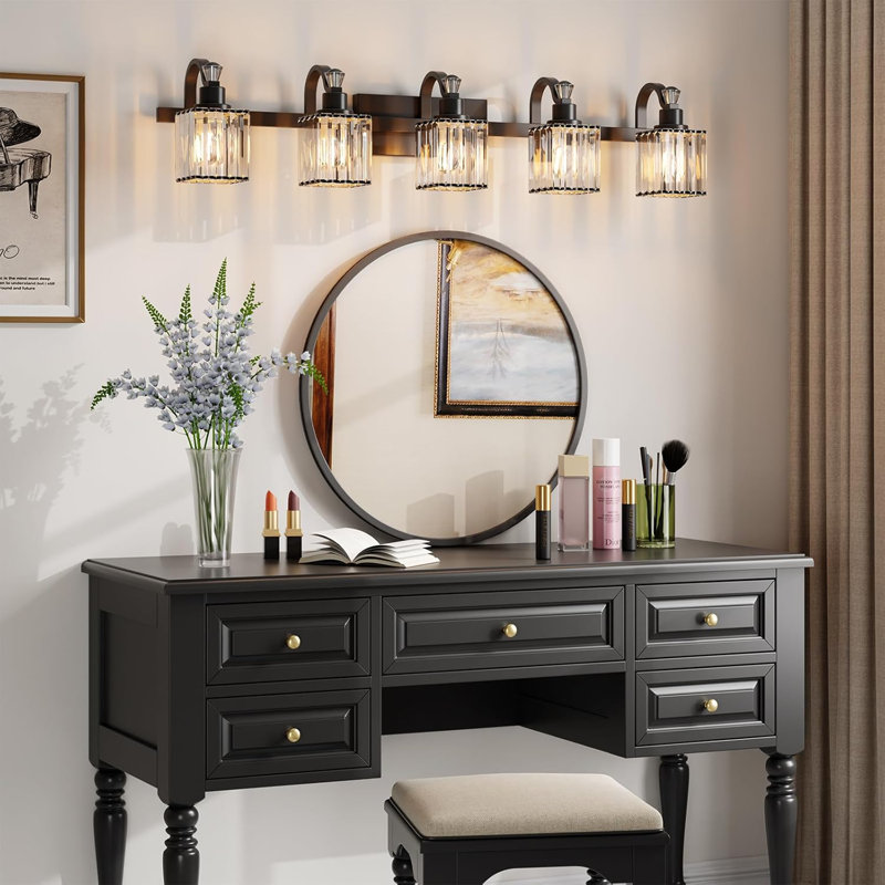 Luminaires de salle de bain modernes en cristal, Noir, noir, noir, noir
