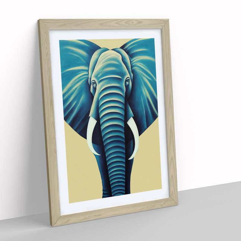 XV1022-2664X Majestic Elephant - Single Picture Frame Painting, Oak, 64cm H x 46cm W x 2cm D