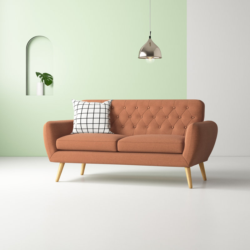 Canapé à accoudoirs évasés 67,25 po Danjou, Orange brûlé