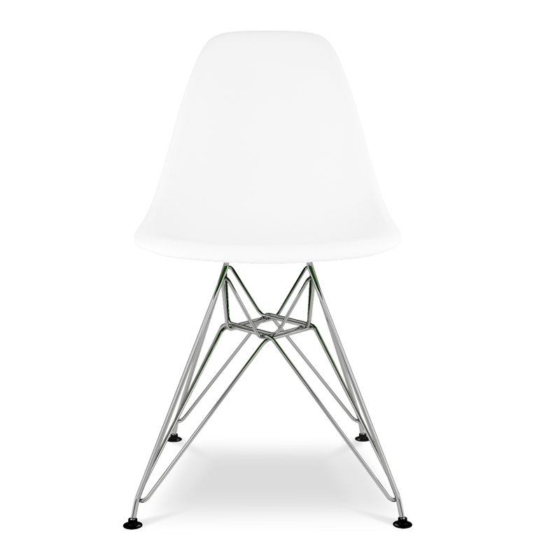 White Acrylic and Chrome Steel Modern Dining Chair Set
