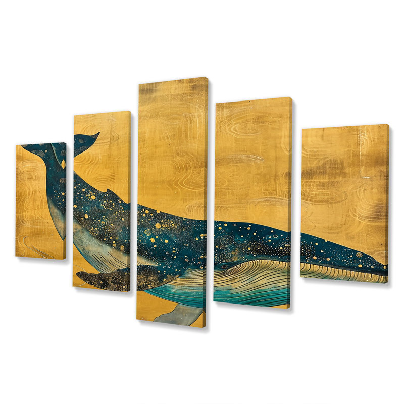 Amyerra - Ensemble de 5 décorations murales baleine, H 32 po x l 60 po