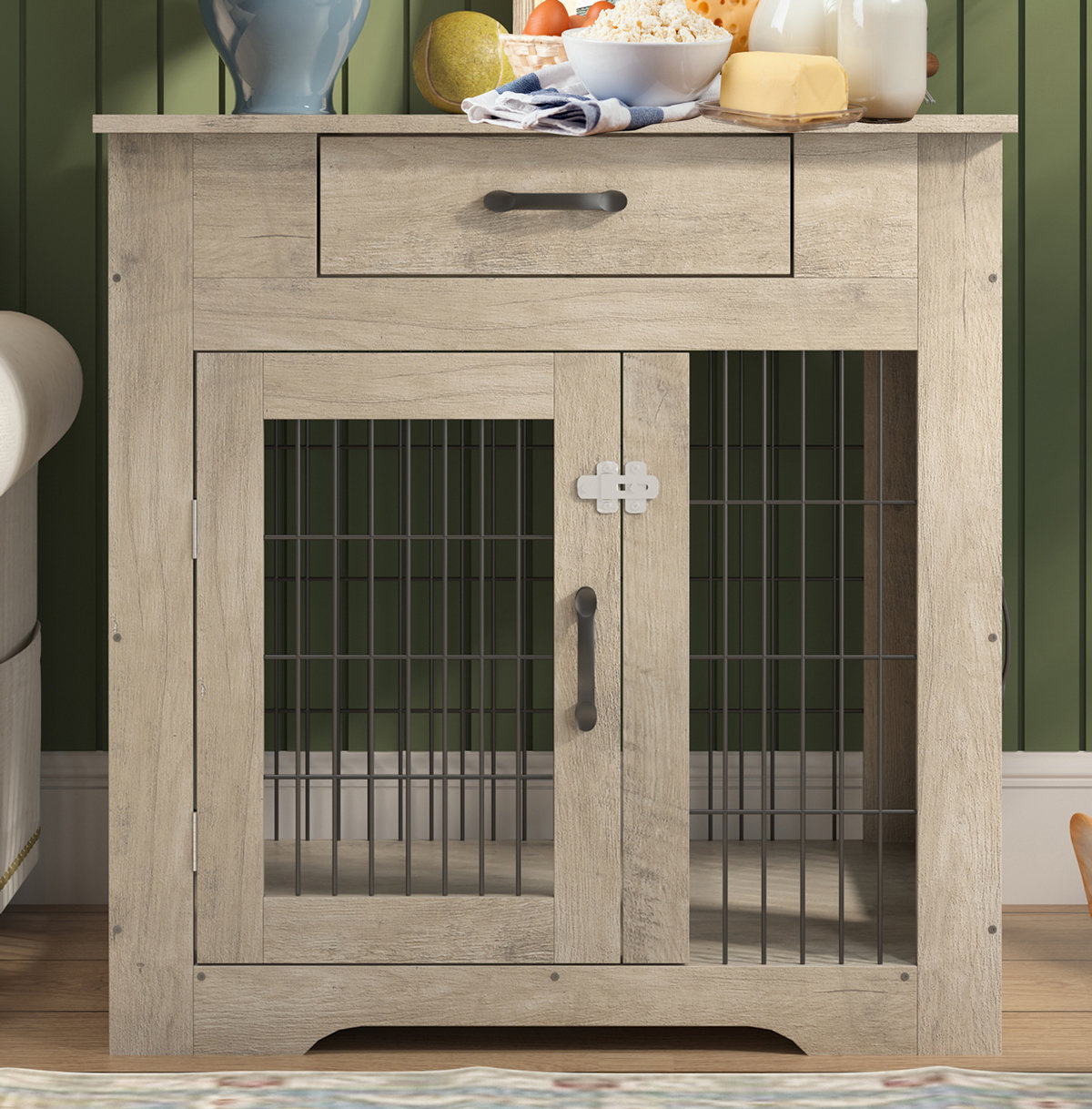 Tucker Murphy Pet™ Wooden Dog Crates Pet Crate Table With Drawer And Double Doors Dog House