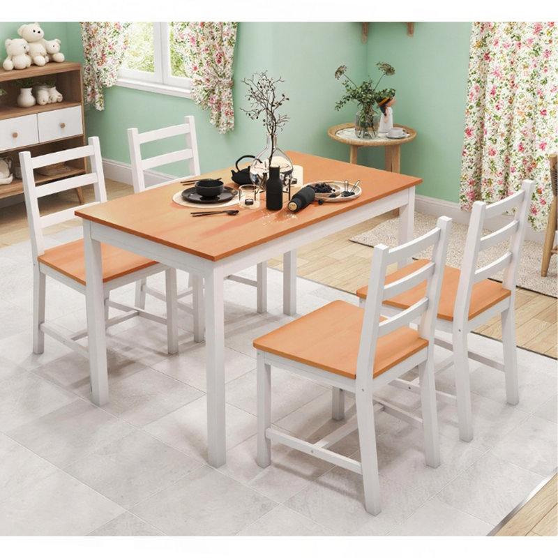 Ensemble de table de salle à manger, table et chaises de cuisine moderne, ensemble de salle à manger en bois massif