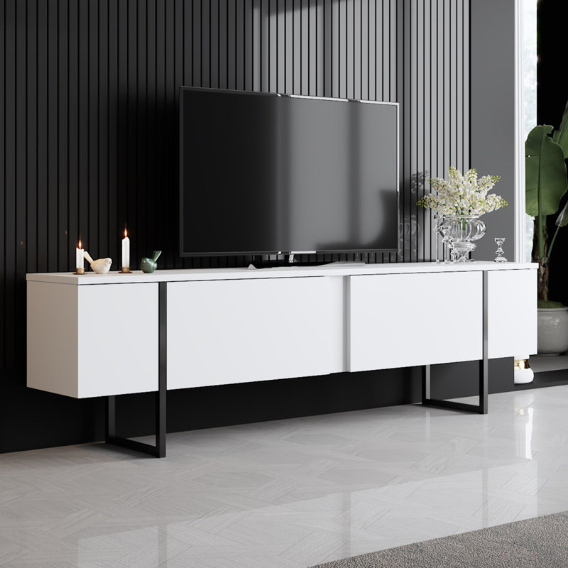 Jimi Unfinished TV Stand for TVs up to 60", White/Black