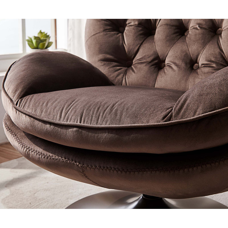 Méridienne pivotante avec repose-pieds 31,5 po, Velours chocolat, Chocolat