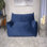 Fauteuil à billes surdimensionné 2 places avec accoudoirs Velveteen, bleu marine