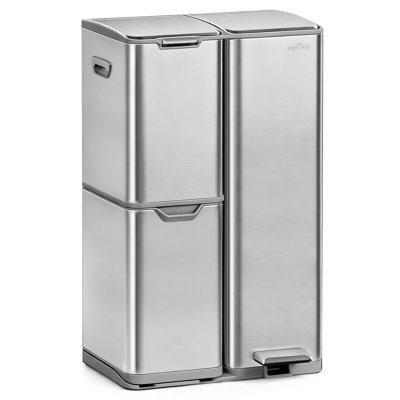 I2 Steel Multi-Compartment Rubbish & Recycling Bin - 60L