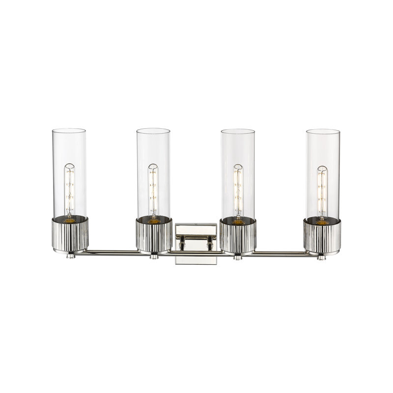 Éclairage pour meuble-lavabo mural 4 lumières 12 "Bolivar, Transparent, Nickel poli