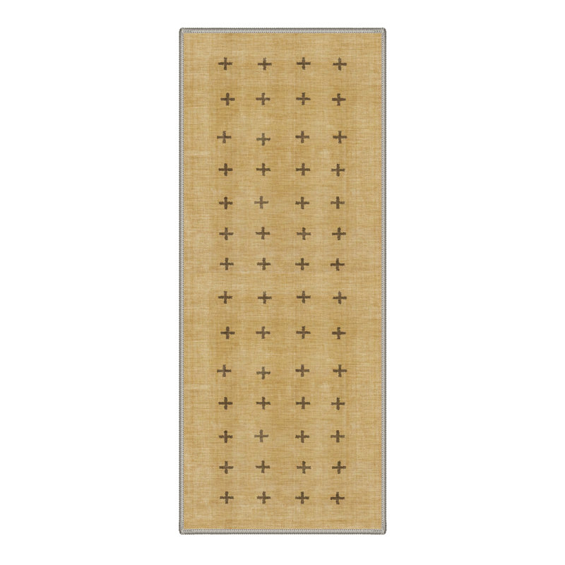 Eclat Geometric Machine Washable Brown Indoor Area Rug with Non-Slip Backing, Runner 2'6" x 8'