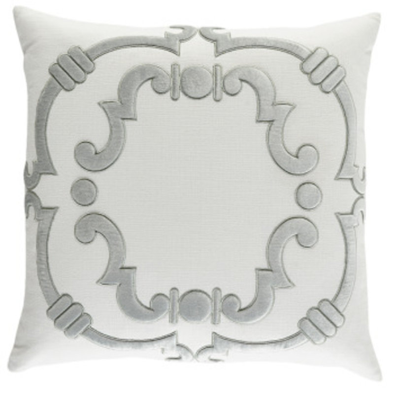 Square Pillow Cover & Insert, Cream/Aqua
