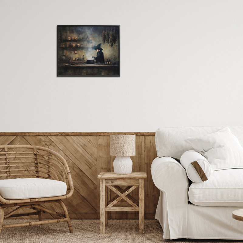Witch's Cauldron Brew Framed Giclee, design by Arlington Prints, 11" H x 14" W, Midnight Black Framed Giclee