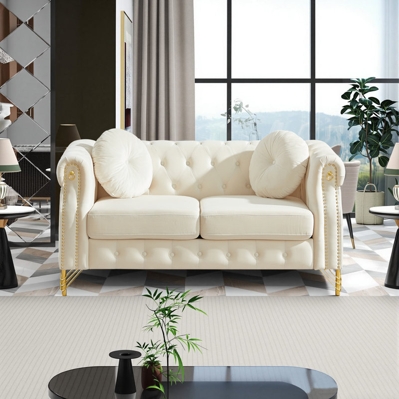 Canapé Chesterfield Velvet, Beige