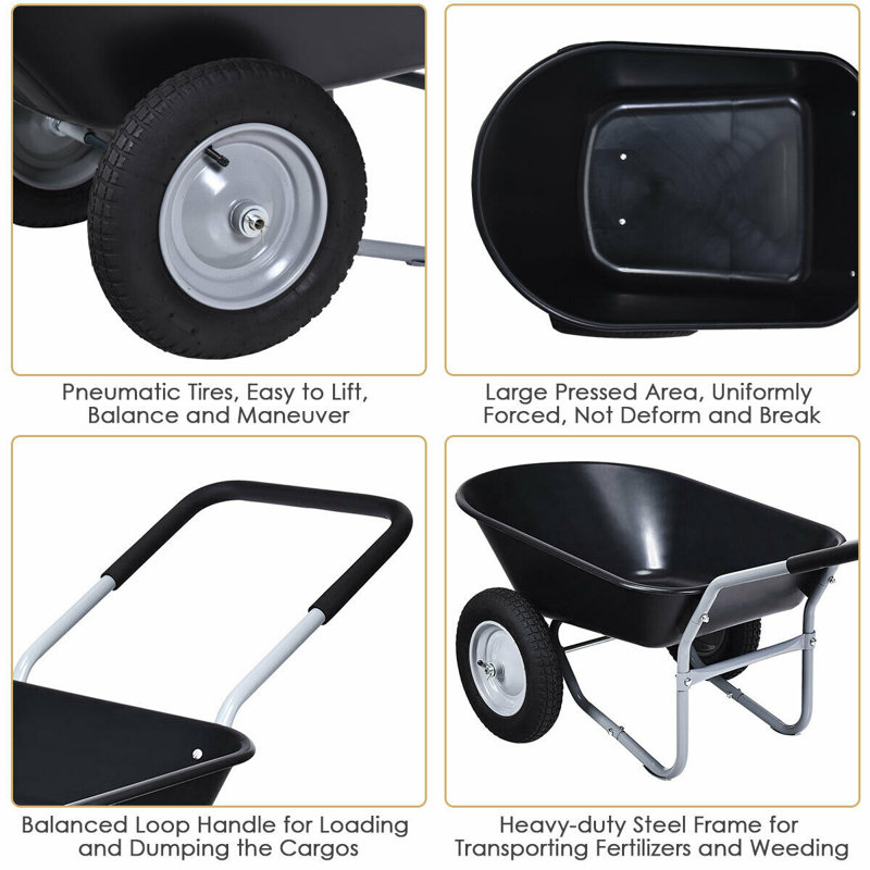 Cruzville 65cm H x 140cm W x 65cm D 10kg Hand Cart, Black