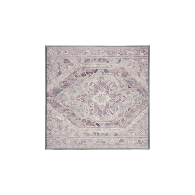 Tapis gris soyeux et moelleux, Carré 3 pi