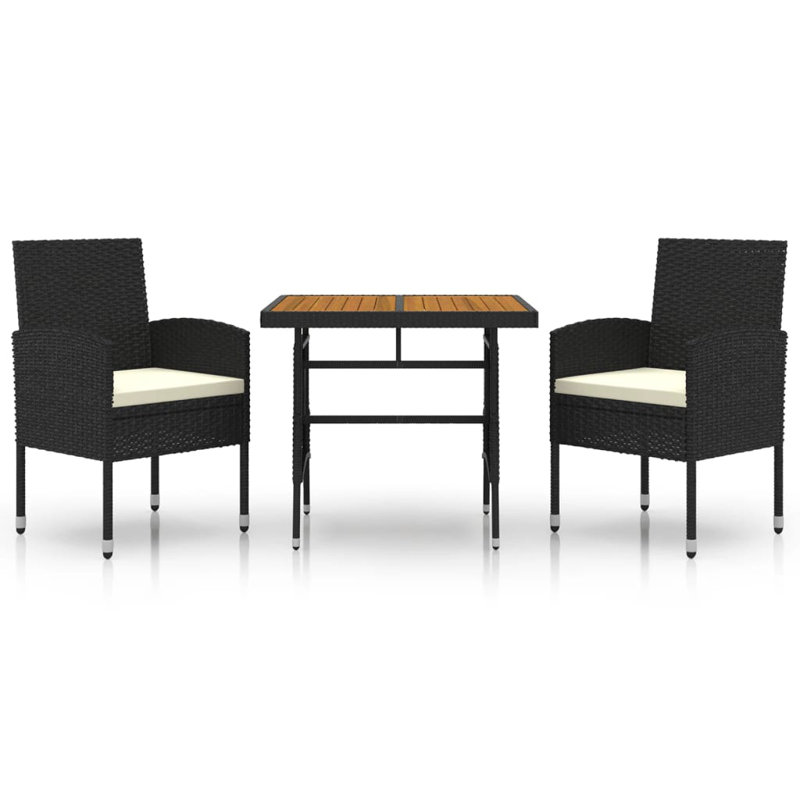 Hezkiah Square 2 - Person Bistro Set, White, Black