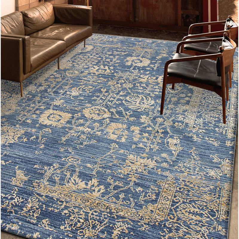 Oriental Area Rug in Gold, Rectangle 6' x 9'