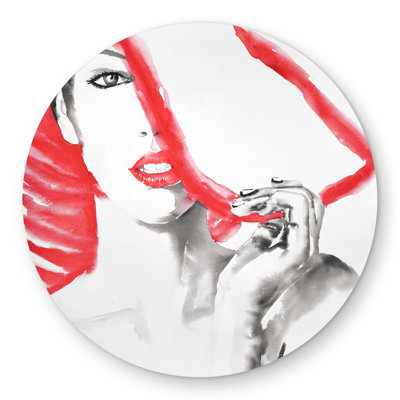 Woman with Big Hat - Round Outdoor Area Rug for Home Decor