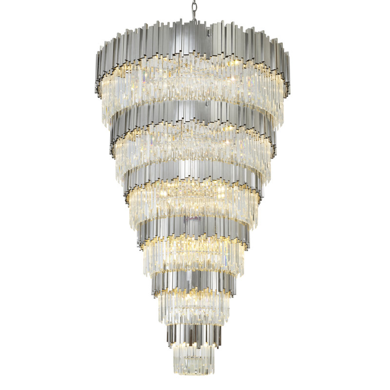 Lustre en cristal 60 lumières Transitional, Chrome, 6