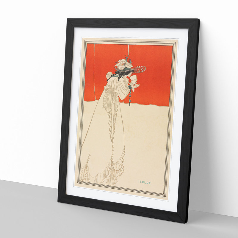 Isolde by Aubrey Beardsley - Picture Frame Painting, 36cm H x 27cm W x 2cm D, Black