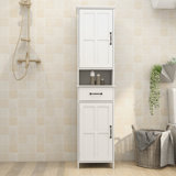 Double Door Narrow Height Floor Standing Cabinet With 2 Adjustable Shelves-Black