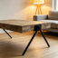 Table basse rectangulaire en bois de manguier massif et en fer 27,5 po avec pieds en forme de V