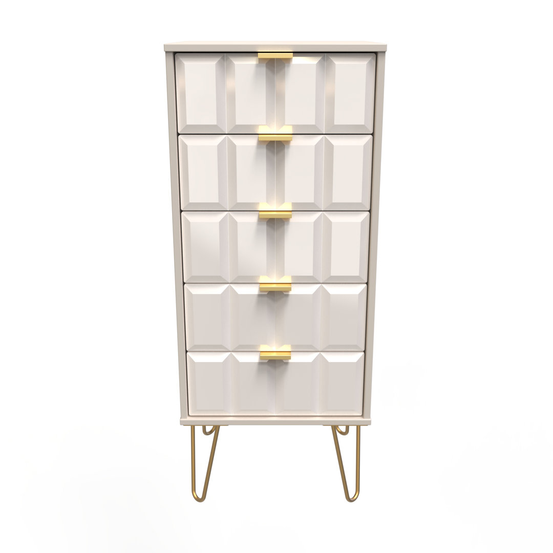 Allem 5 Drawer Bedside Cabinet in Labrador Green & White (Ready Assembled)