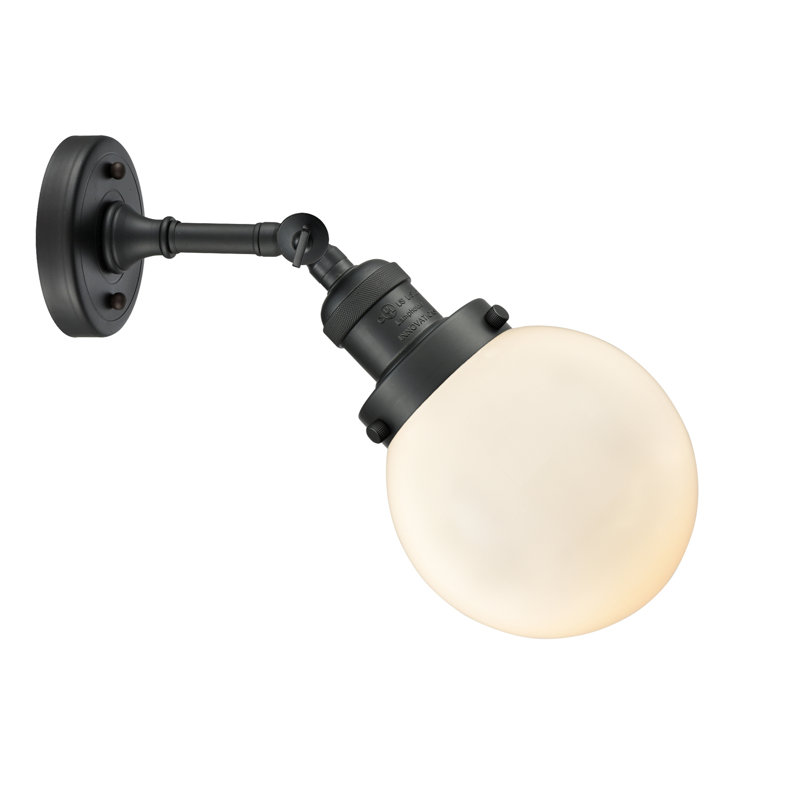 Applique murale de salle de bain 1 lumière Clementina, Boîtier blanc mat, Ampoule DEL 6 watts Vinage, Noir mat