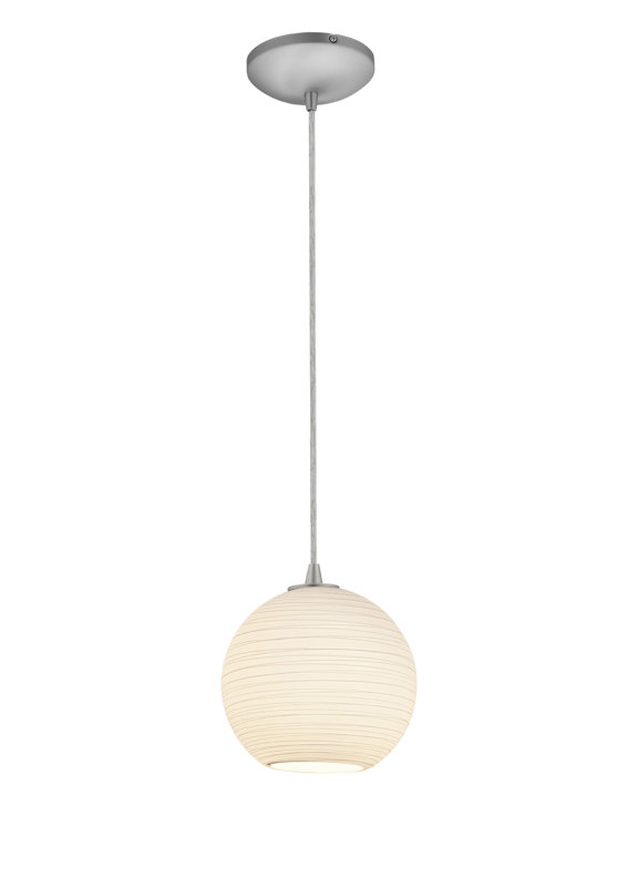 Pendentif globe à 1 lumière Weber, Corde, Acier brossé, H 54 po x l 8 po x P 8 po