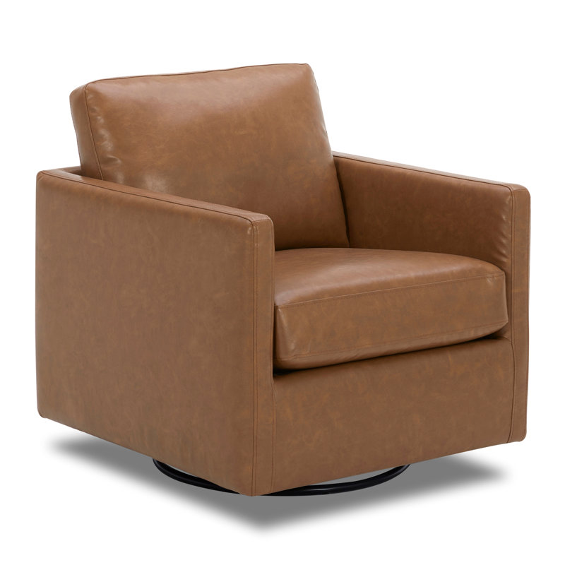 Fauteuil club pivotant l 30 po Jayamar, Similicuir brun sellette