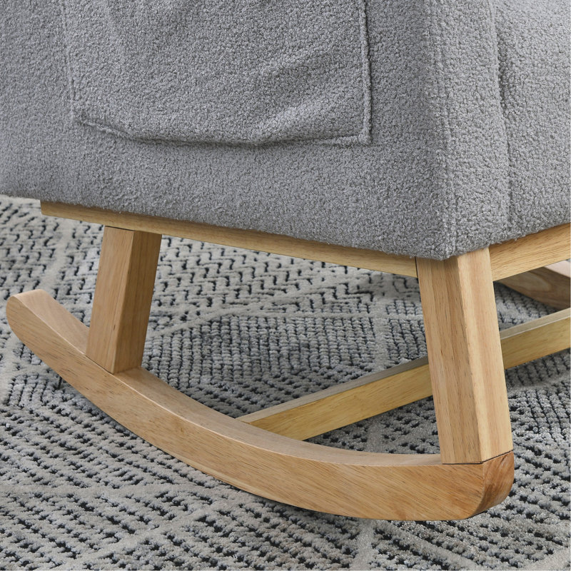 Fauteuil à bascule de 27,5 po de large gris avec un design élégant décontracté, offrant un confort supplémentaire