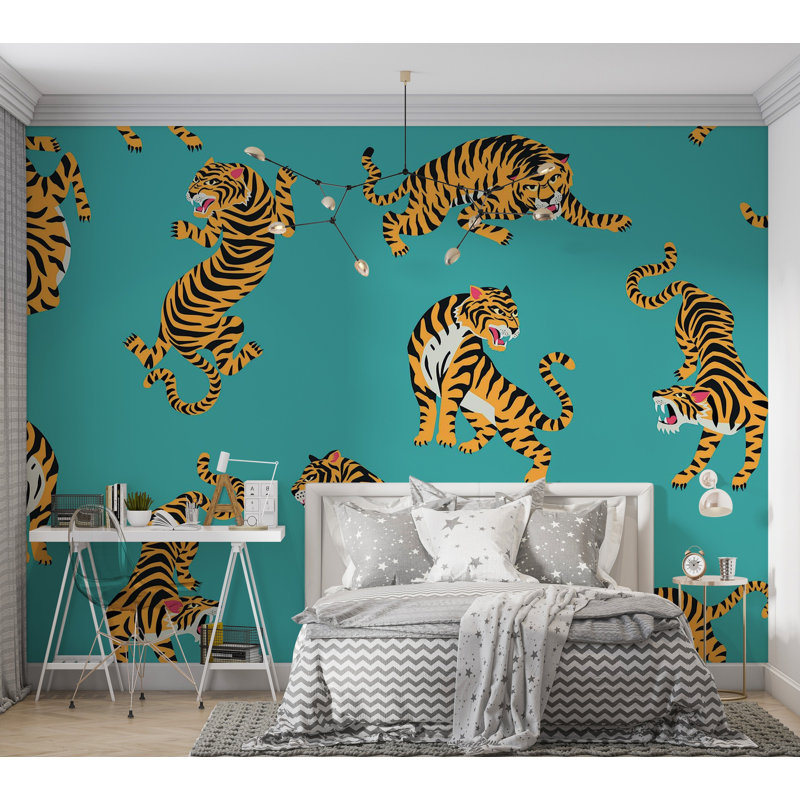 Papier peint de qualité supérieure - Motifs de tigre, L 96 po x l 120 po