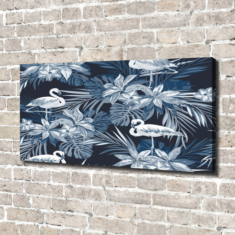 Flamingos And Plants - Wrapped Canvas Print