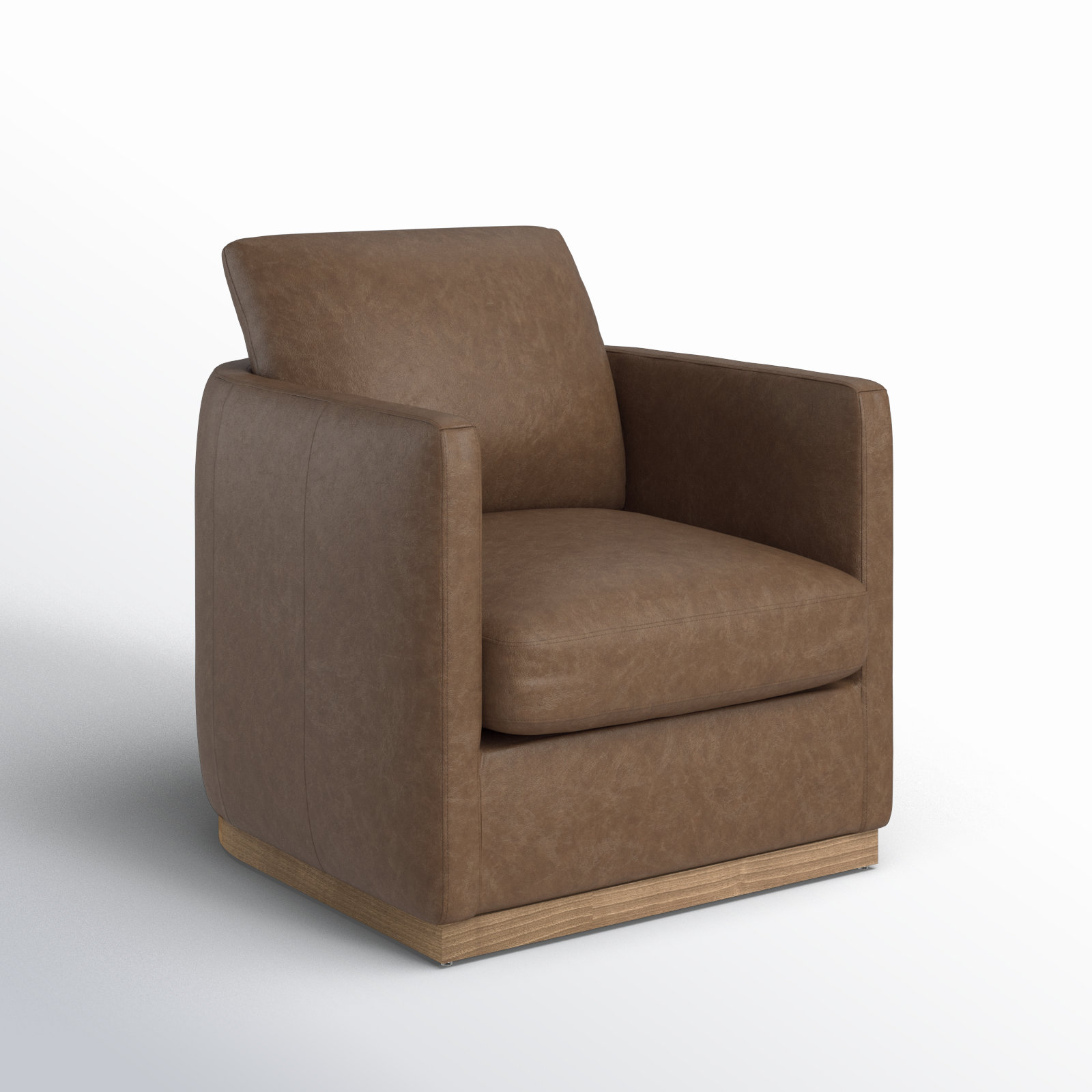 Bobbi Genuine Leather Swivel Armchair, Marseille Saddle Top Grain Leather