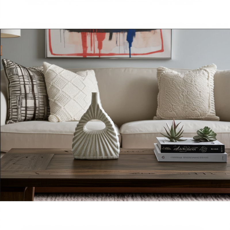 Sculptural Vase With Open Center For Home Decor - Unique Table Vase For  Faux Flowers Styling - Ivory, 16.5" H x 12.5" D
