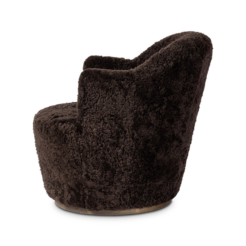 Aurora 26" Wide Swivel Armchair, Cocoa Shearling