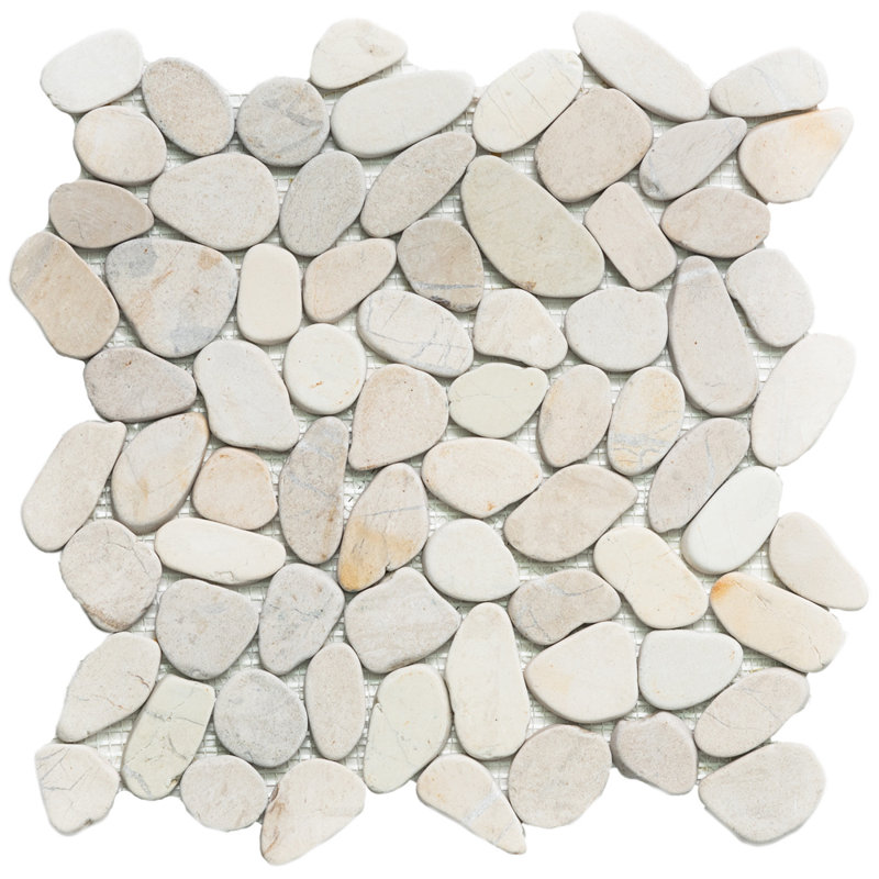 Streambed 1" x 1" Natural Stone Mosaic Floor & Wall Tile, White