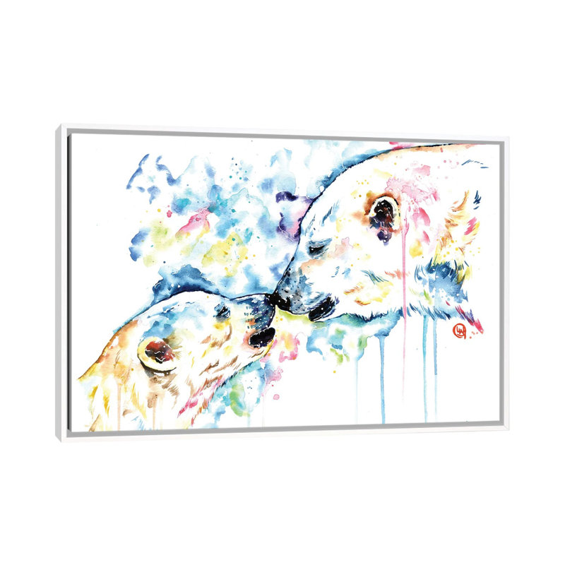 Polar Bear Love 1 Piece Wall Art on Canvas, 66.04 cm H x 45.72 cm W, White Framed Canvas
