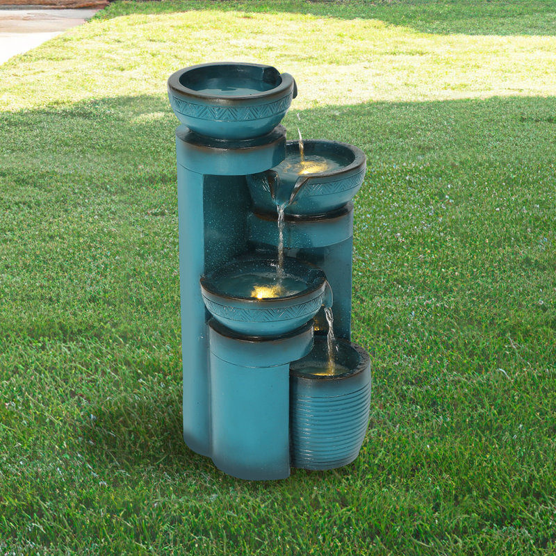 19.29"H Modern Faux Ceramic Desgin Floor Fountain with Lights
