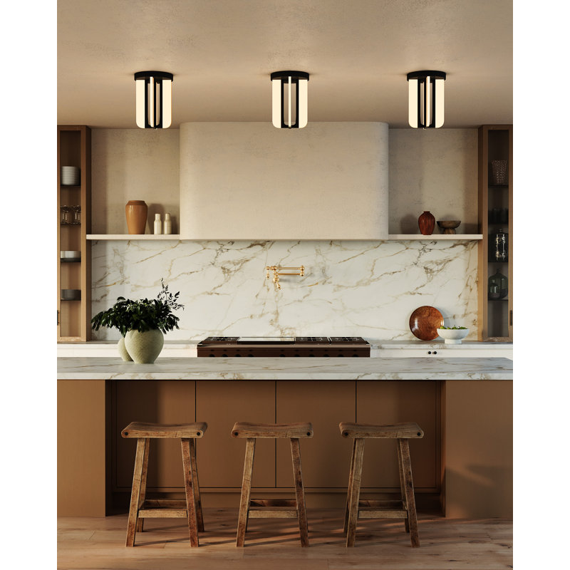 Anders 8-in Black dimmable LED Semi-Flush Mount, Oil Rubbed Bronze