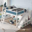 Grand lit mezzanine avec tablettes de rangement et garde-robe, lits mezzanine en bois massif avec glissières et échelles amovibles, aucune boîte à ressorts nécessaire, bleu et blanc (protection par brevet)-1938671989-1938671990