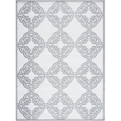 Tapis oriental gris / blanc tissé à la machine Ancha