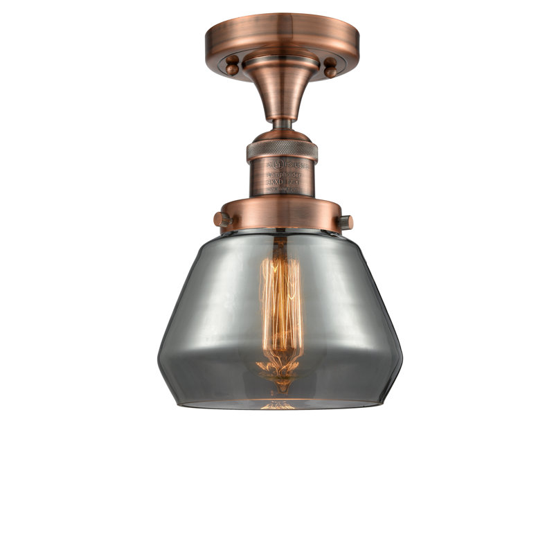 Chill Glass Semi Flush Mount, Antique Copper, Smoked