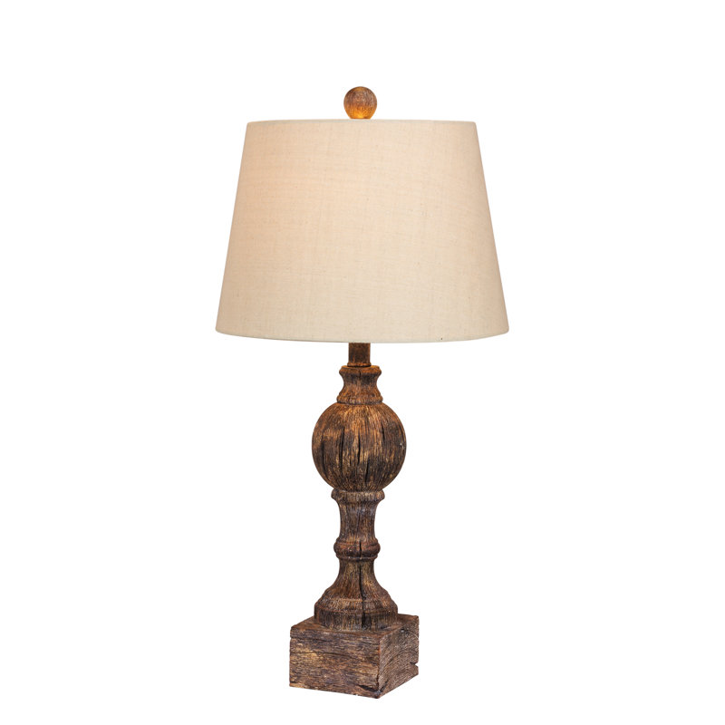 Lampe de table sculptée 27 po Roxann, Brun, Gruau
