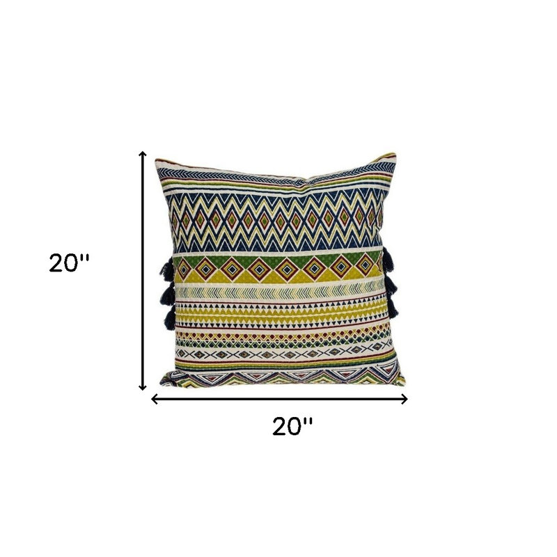 20 X 20 Green And Black Zippered 100% Cotton Throw Pillow
